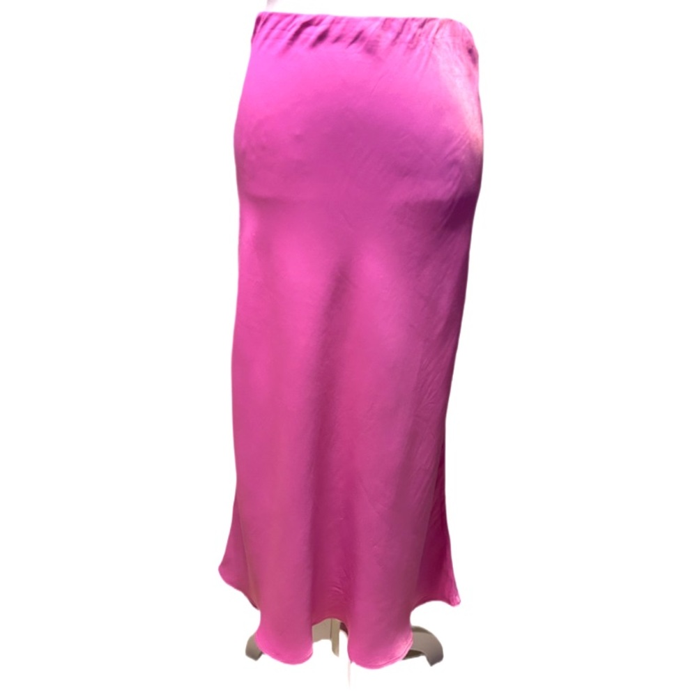 Anthropologie Hot Pink Bias-Cut Satin Maxi Skirt